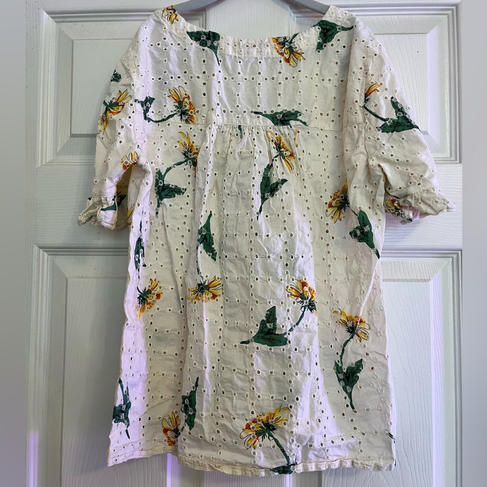 Madewell Cream Floral Eyelet Blouse - Picture 2 of 3